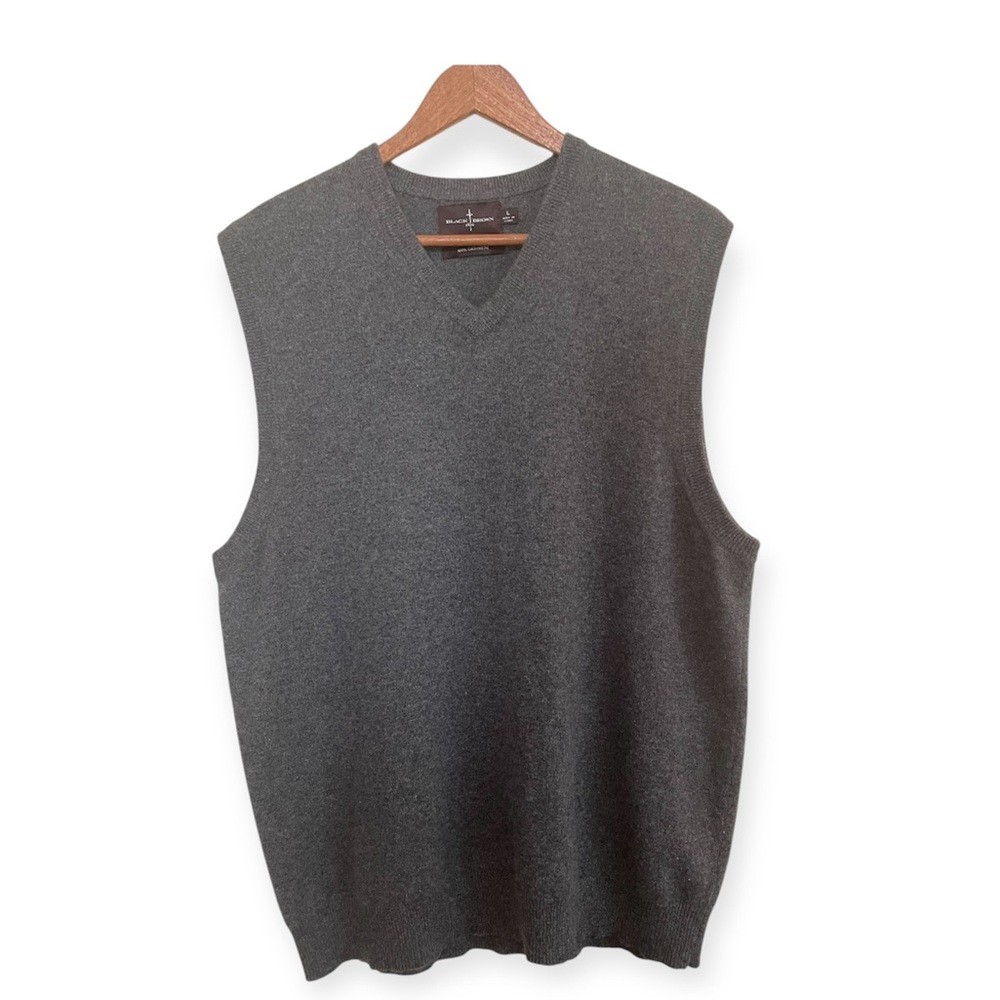 100% Cashmere VNeck Preppy Casual Sweater Vest Men’s Large Gray